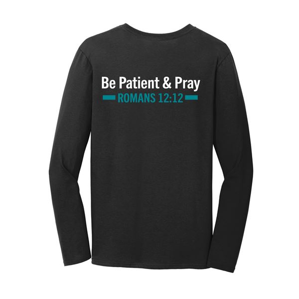 Romans 12:12 Rejoice In Hope Be Patient and Pray Long Sleeve Shirt Back